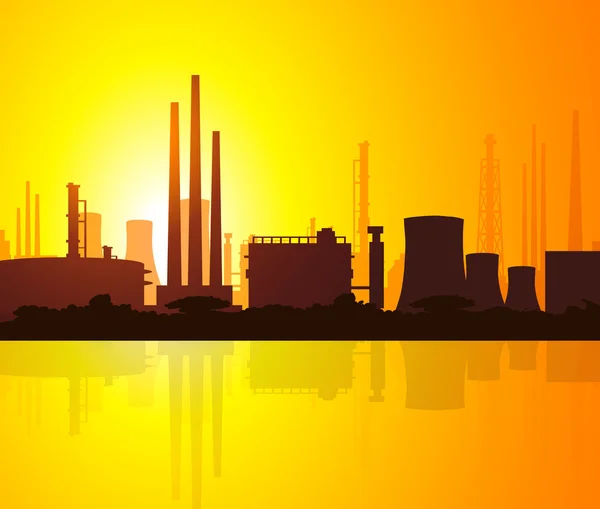 Industrie en zonsondergang — Stockvector