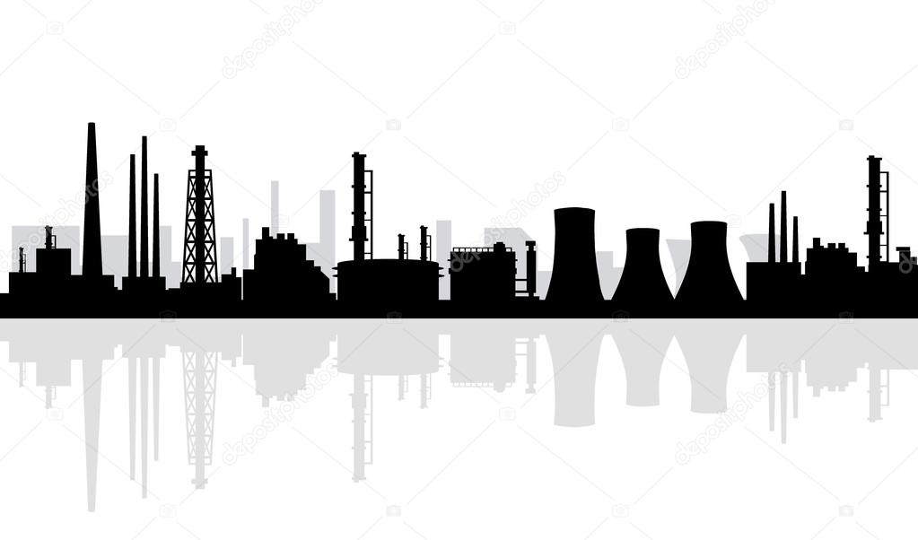 Oil and Gas Refinery Silhouette -Vector