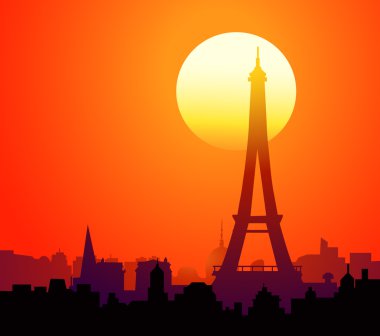 Eyfel Kulesi Tour Eiffel, Paris ve günbatımı