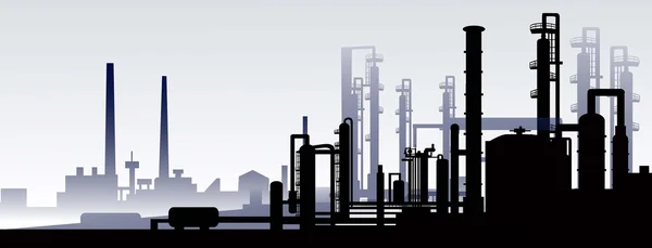 Refinería de petróleo y gas — Vector de stock