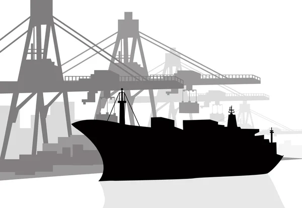 Ship and Port — Stock Vector
