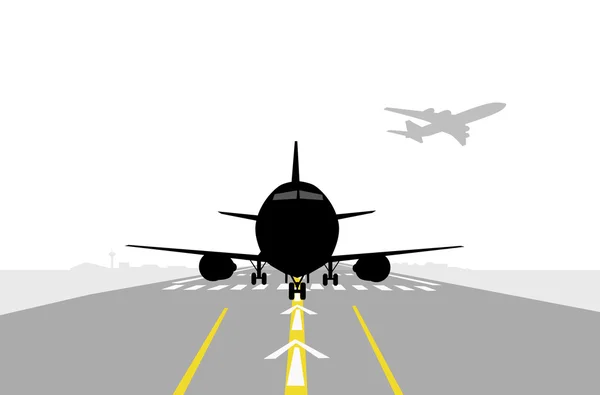 Runway & Aeroplane-Vector — Stock Vector