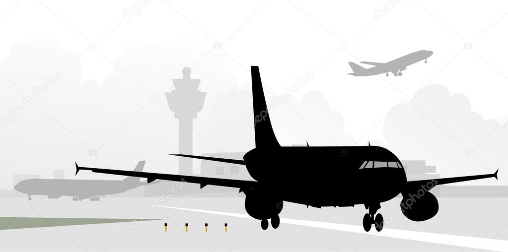 Aeroplane in Runway-Vector illustration