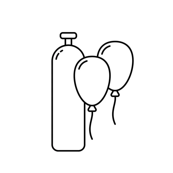 Réservoir Hélium Icône Linéaire Cylindre Pour Fête Ballon Illustration Simple — Image vectorielle