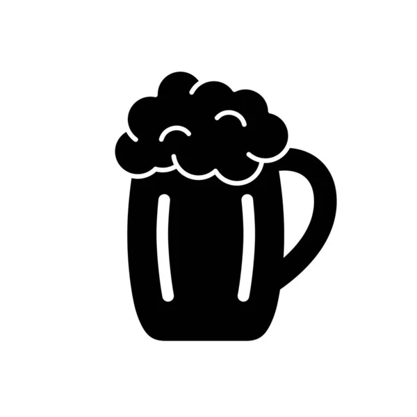 Silhouette Becher Bier Mit Schaum Umriss Symbol Von Pint Ale — Stockvektor