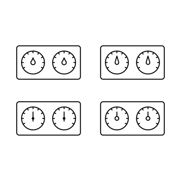 Hygromètre Avec Deux Cadrans Icônes Réglées Pictogramme Linéaire Thermohygromètre Bain — Image vectorielle