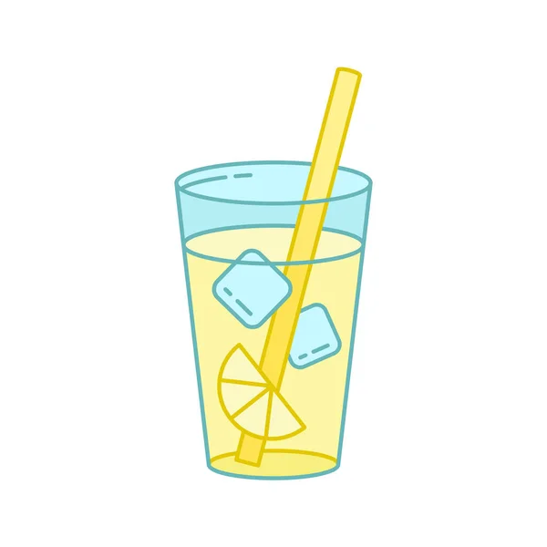 Limonada Cóctel Long Island Icono Color Pictograma Arte Línea Vidrio — Vector de stock