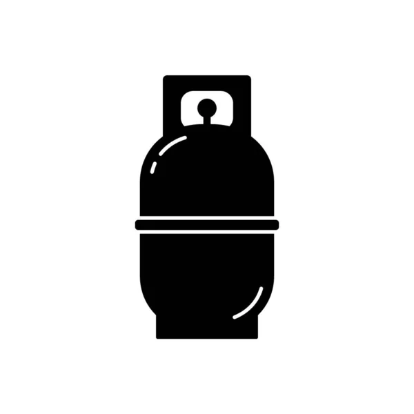 シルエットガスボンベ ブタン付きキャニスターやボトルの概要アイコン 黒のシンプルなイラスト 白い背景のフラット分離ベクトルピクトグラム — ストックベクタ