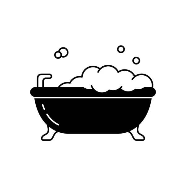 泡泡浴轮廓图标 用肥皂在腿上勾勒出浴缸的轮廓 关于浴室 身体清洁的简单黑色图解 白色背景上的平面孤立矢量象形文字 — 图库矢量图片