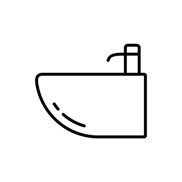 Bidet 椭圆形水盆用于洗涤的线形图标 黑色简单的例证 白色背景上的锥形孤立矢量象形图 — 图库矢量图片