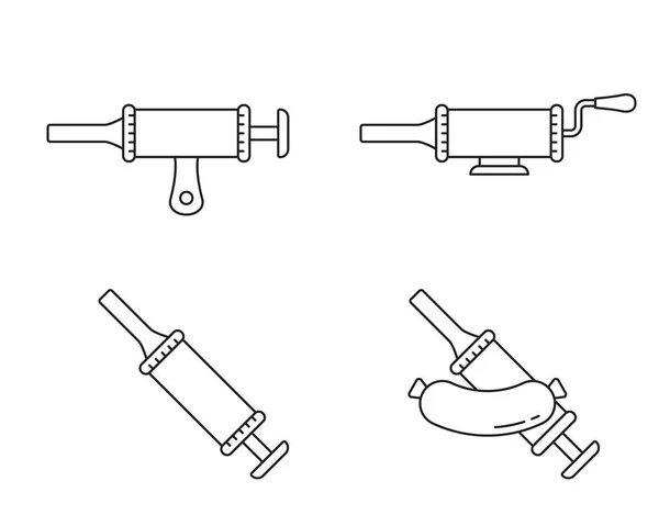 Farce Saucisses Icônes Linéaires Réglées Illustration Simple Noire Machine Remplissage — Image vectorielle