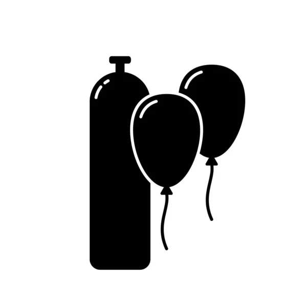 Silhouette Helium Gastank Umrisssymbol Des Zylinders Für Ballonparty Schwarze Einfache — Stockvektor