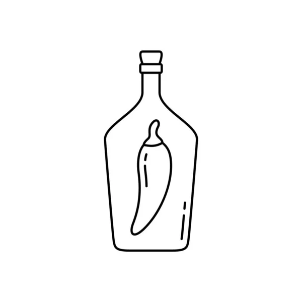 Ícone Vodka Ucraniana Garrafa Linear Horilka Luar Ilustração Simples Preta — Vetor de Stock