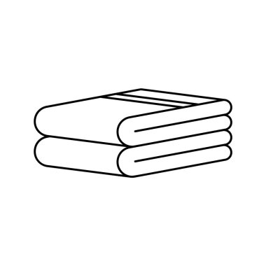 İki katlanmış temiz havlu. Banyo aksesuarının doğrusal simgesi. Siyah basit bir illüstrasyon. Beyaz arkaplanda izole edilmiş vektör piktogramını ekle