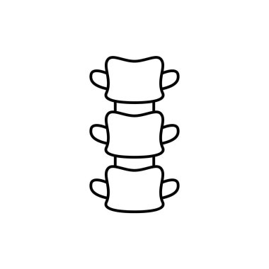Omurga. İnsan omurgasının doğrusal simgesi. Üç omurganın basit siyah çizimi. Beyaz arkaplanda izole edilmiş vektör piktogramını ekle