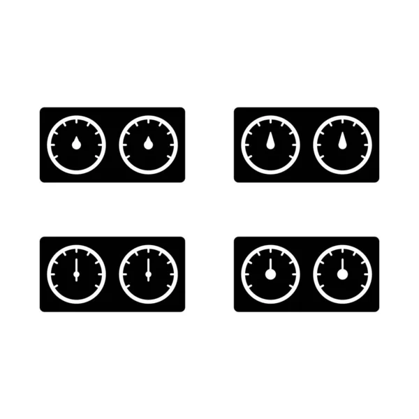 Hygrometer Two Dials Silhouette Icons Set Outline Pictogram Bath Thermohygrometer — Stock Vector