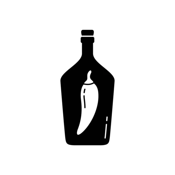 Ukraińskie Logo Wódki Sylwetka Kontur Butelki Ikoną Horilki Bimber Czarna — Wektor stockowy