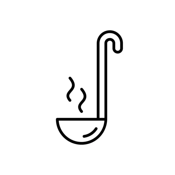 Çorba Çorba Ikonu Sıcak Yiyecekli Doğrusal Piktogram Kepçe Sıvı Çanak — Stok Vektör