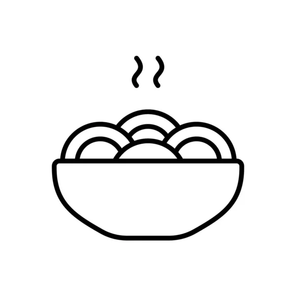 Spaghetti Oder Eiernudeln Lineares Symbol Schüssel Nudeln Vorhanden Schwarze Einfache — Stockvektor