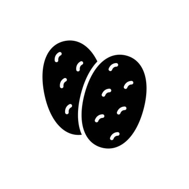 Shaobing. Susamlı Çin böreğinin siluet simgesi, sokak yemeği. Kafe ve menü için siyah basit bir illüstrasyon. Beyaz arkaplanda düz izole vektör çizelgesi