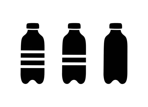 Pet Flaschen Silhouette Symbole Set Handgezeichnete Einfache Illustration Eines Plastikbehälters — Stockvektor