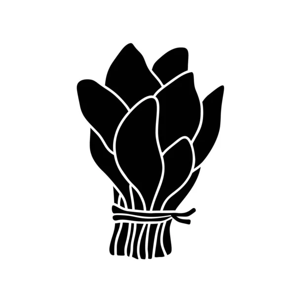 Manojo Silueta Espinacas Frescas Icono Negro Ilustración Simple Planta Jardín — Vector de stock