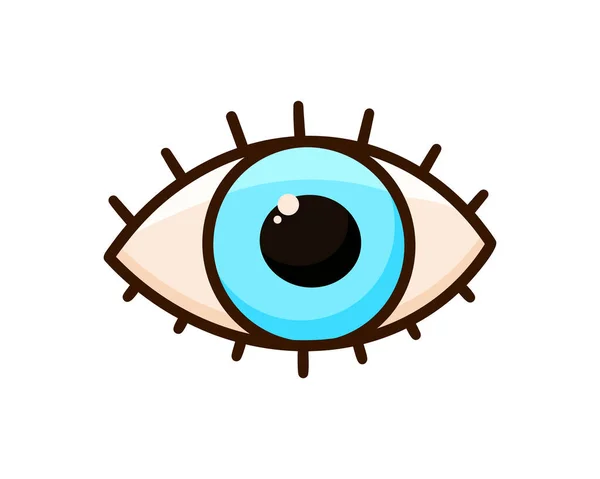 Open Eye Eyelashes Color Doodle Icon Hand Drawn Simple Illustration — Stock Vector