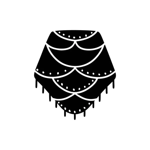 Значок Силуэта Шаля Ручная Нарисованная Простая Иллюстрация Большого Вязаного Шарфа — стоковый вектор
