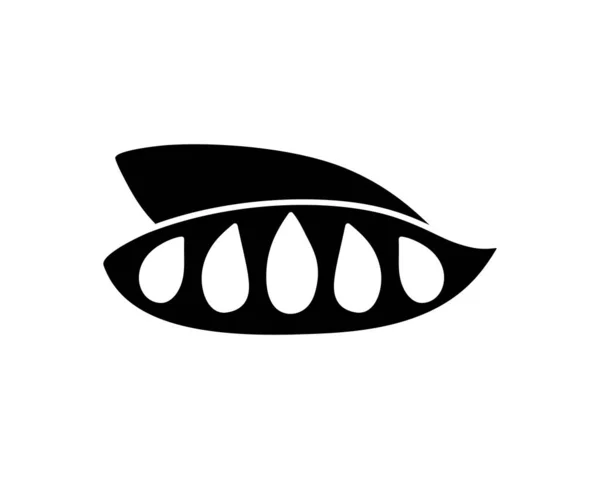 キャロブシルエットのアイコン 種子とポッドの手描きイラスト 白い背景の黒い孤立したベクトルピクトグラム — ストックベクタ
