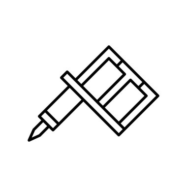 Dövme makinesi, doğrusal simge. Profesyonel ekipmanların siyah çizimi. Beyaz arkaplanda izole edilmiş vektör piktogramını ekle