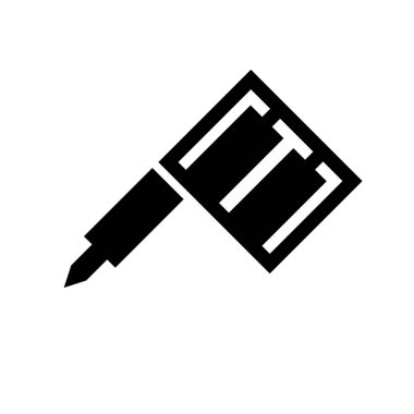 Dövme makinesi siluet simgesi. Profesyonel ekipmanların siyah çizimi. Beyaz arkaplanda izole vektör resim grafiği