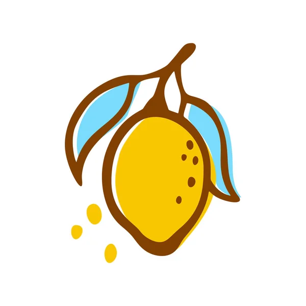 Лимонный Клипарт Белом Фоне Векторная Иллюстрация Цитрусовых Милый Современный Шрифт — стоковый вектор