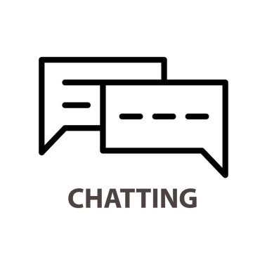 Konuşan doğrusal simge. Mesajlı iki diyalog kutusunun siyah çizimi. Beyaz arkaplanda izole edilmiş vektör çizelgesi