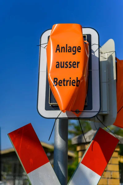 Behinderte Signalanlage Einem Bahnübergang Der Neubaustrecke Berlin Dresden Dieser Befindet — Stockfoto