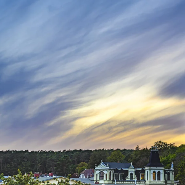 View Rooftops Bansin Island Usedom Germany Beautiful Sky Light Setting — Stock Photo, Image