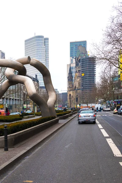 Vista Sul Viale Berlino Tauentzien Con Negozi Alla Storica Kaiser — Foto Stock