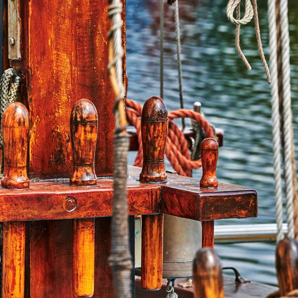 Detalles Velero Histórico Anclado Puerto Ciudad Hanseática Greifswald Alemania —  Fotos de Stock