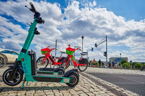 Berlín Alemania Julio 2021 Alquiler Bicicletas Centro Berlín Foco Está — Foto de Stock