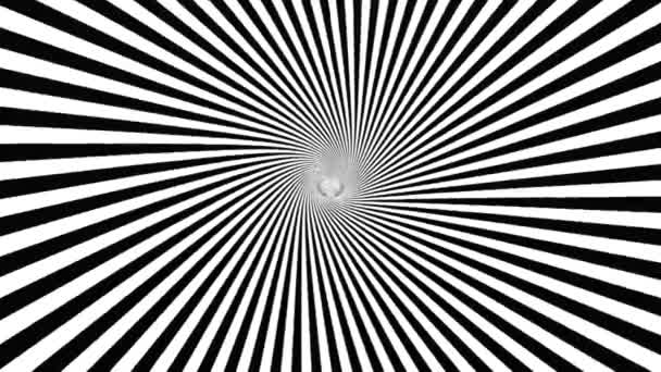 Hypnotic spiral or swirl, black and white background in 3D — Stock Video