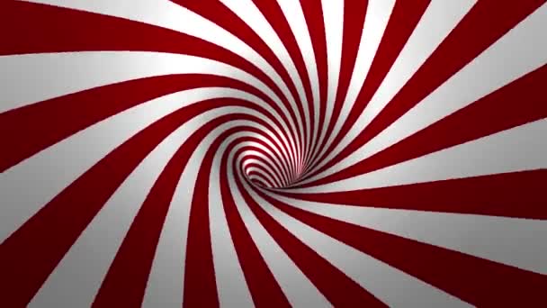 Hypnotische Spirale oder Wirbel, roter und weißer Hintergrund in 3D — Stockvideo