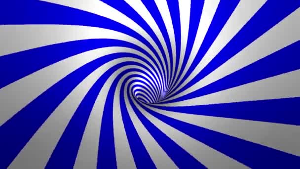 Hypnotische Spirale oder Wirbel, blauer und weißer Hintergrund in 3D — Stockvideo