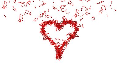 Bir büyük kalp yapma kırmızı müzik notlar birçok arka plan