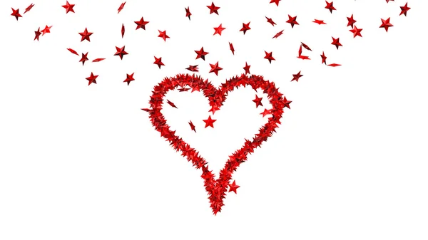 Background from lots of red stars making one big heart — Stock Photo, Image