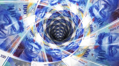 İsviçre Frangı banknotlar perspektif görünümünde arka plan 