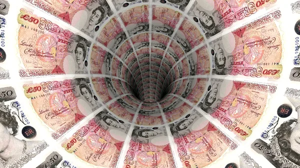 Perspektif Görünümü'nde İngiliz Lirası banknotların arka plan 