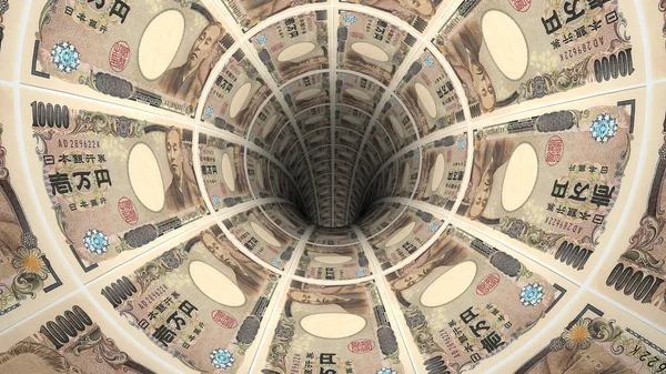 Japon yen banknotlar perspektif görünümünde arka plan 