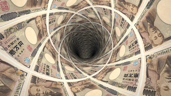 Japon yen banknotlar perspektif görünümünde arka plan 