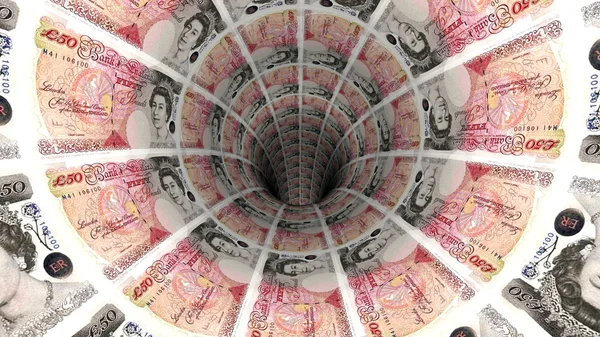 Contexte des billets de banque en livre sterling vue en perspective Images De Stock Libres De Droits