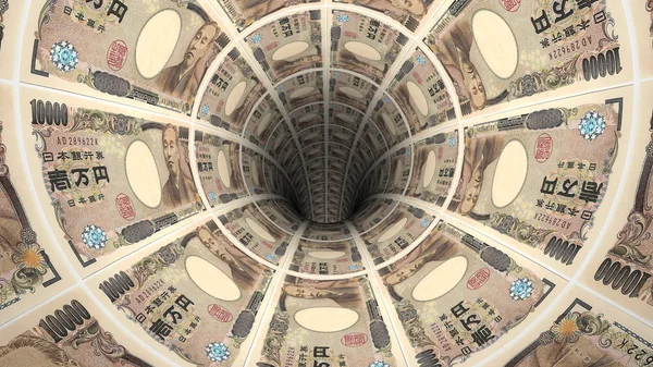 Contexte des billets en yen japonais en perspective Photos De Stock Libres De Droits