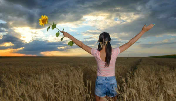 Mujer sintiéndose libre en un hermoso entorno natural . — Foto de Stock